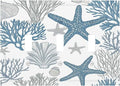 Blue Starfish Nautical Beach Conch Coastal Coral Shell Decorative Switch Plates 3 Gang Wall Plate Triple Toggle Light Switch Cover Faceplate Electrical Wall Panels For Kids Room Bathroom Decor