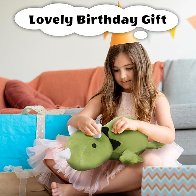 Finebee Weighted Dinosaur Stuffed Animals, Cute Weighted Dino Plush, Soft Stuffed Weighted Plushie Pillow Gifts for Girls Boys(23.6" 3.1Lbs)