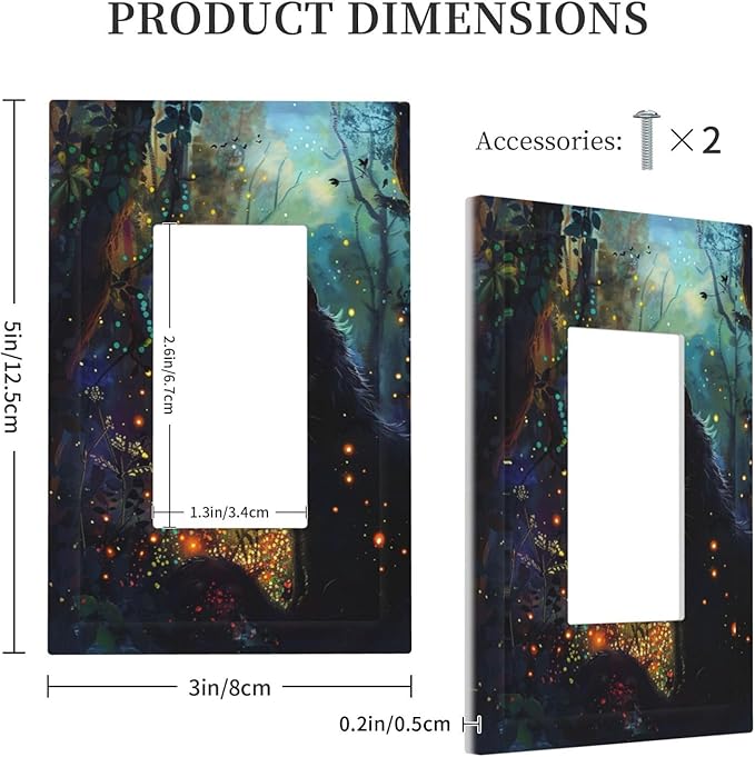 Light Switch Cover Plate Magic Fantasy Forest Mysterious Black Cat 1 Gang Outlet Covers Single Rocker Decorative Switch plates Electrical Wall Plates GFCI Receptacle for Kid Room Bathroom