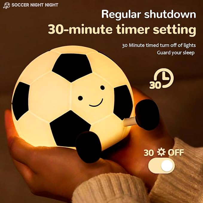 Soccer Night Light for Kids, Adjustable and Timed Silicone Night Lamp, Nursery Bedroom Soccer Lamp Party Decoration Suitable for Boys and Girls
