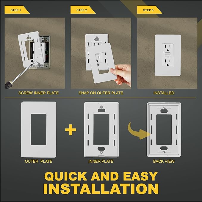 Faith White 1-Gang Screwless Wall Plate (120-pack) | Light Switch Plate or Wall Plate for Electrical Outlet | 1-Gang Wall Plate for Decorator Switches and Receptacles | Heat-Resistant Thermoplastic