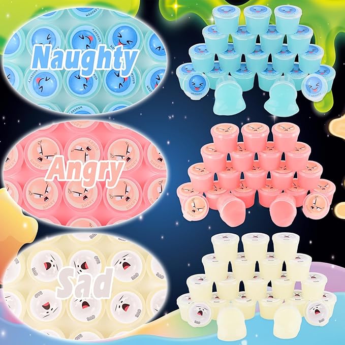 120 Pack Mini Galaxy Bulk Slime Kit for Kids, Glow in The Dark Slime with 6 Colors, DIY Slime Party Favor for Girls & Boys, Birthday Gifts, Classroom Rewards, Valentines Day Studen Bags Stuffers