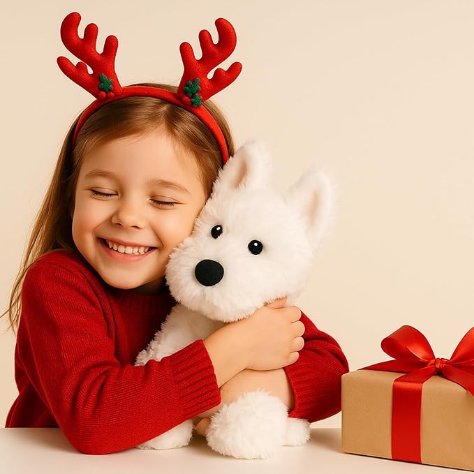 WEIGEDU West Highland White Terrier Dog White Westie Puppy Stuffed Animals Plush Toys for Kids Girls Boys Baby Birthday Bedtime Gift, 12 inches