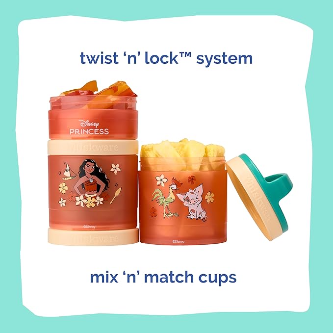 (Moana) DiSNEY PRINCESS Whiskware Stackable Snack Pack - 3 Jar + Handle - Blue/Orange/Pink