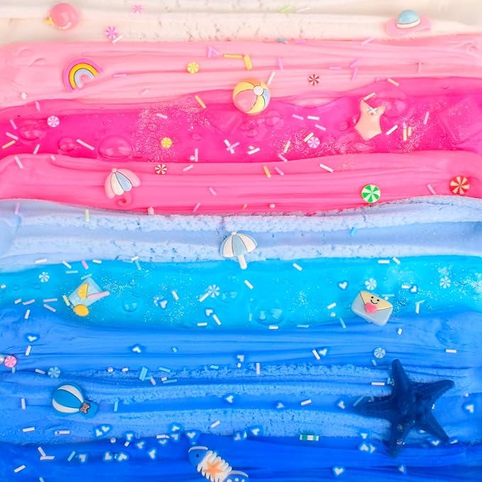 6 Pack Slimes, Pink & Blue Slime kit, Cloud Butter & Clear Slime, Party Favors, Sensory Toys for Kids Girls Boys Ages 4-12, Goodie Bag Stuffers, Birthday Gift Ideas Cute Stuff