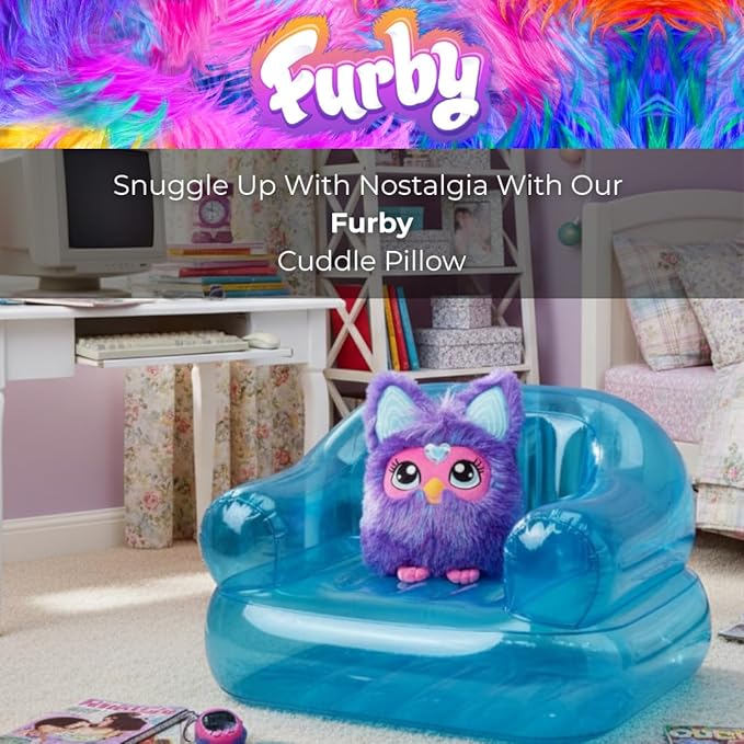 Furby Purple Plush Cuddle Pillow, Super Soft & Cozy, (Officially Licensed Product) By Franco Collectibles