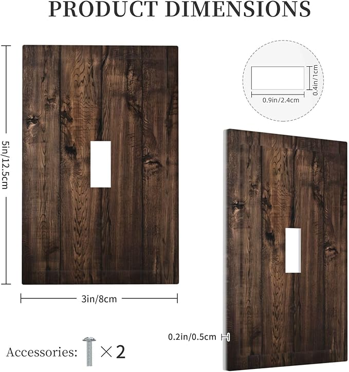 Rustic Brown Wood Plank Vintage Wooden Texture Print Decorative Light Switch Cover 1 Gang Single Toggle Device Electrical Faceplate Switchplates Decorator Outlet Wall Plate for Farmhouse Home Decor