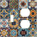 Mexican Talavera Tiles Floral Wallplates 1 Toggle 1 Duplex Switch Plate Electrical GFCI Faceplate Decorative Light Switch Covers for Bathroom Kitchen Decor
