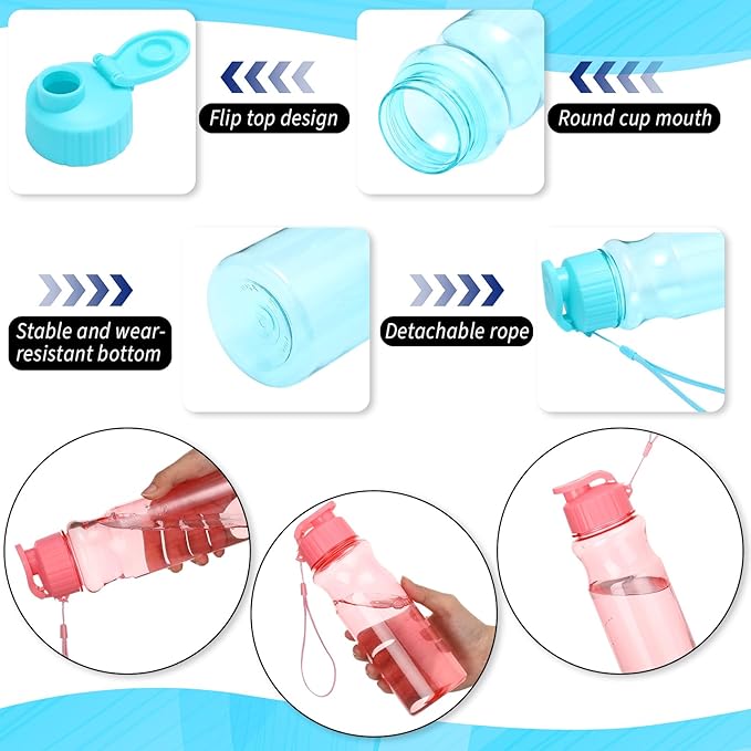 12 Pack Water Bottles for Kids School Bulk 18 oz Leakproof Reusable Sports Water Bottles Decorations End of The Year Gifts for Students from Teacher for Kids Graduation Classroom Prizes