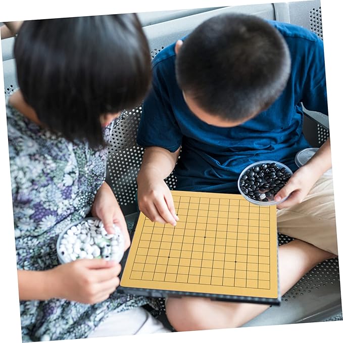 KICHOUSE 2Pcs Portable Wooden Go Chess Board Double Sided Educational Chessboard Lightweight Folding Design for Easy Travel Craftsmanship for Endless Fun