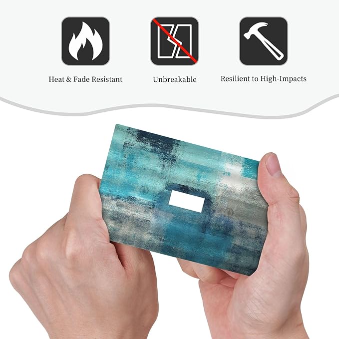 Decorative Light Switch Cover Teal Blue Modern Geometric Abstract Turquoise Green 1 Gang Single Toggle Device Electrical Faceplate Switchplates Decorator Outlet Wall Plate for living Room Bedroom