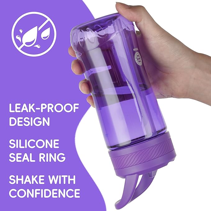 Kids Water Bottle, Dustproof Leakproof Cover, BPA Free Tritan Water Bottle Kids With Volume Markings Drinking 14oz Clear Water Bottle Unique Cat Paw Print Bottom Toddlers, School, Outdoor（Dark Purple）