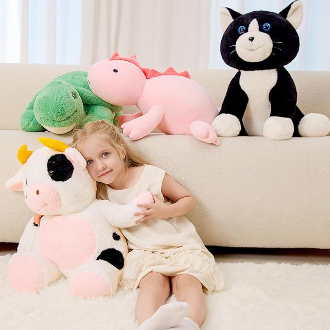 JOD® 27 inch 5 lbs Cow Weighted Stuffed Animals, Large Weighted Plush Toy – Cute Cow Plush Pillow, Soft Kawaii Weighted Plushie Gift for Kids & Adult (68CM)