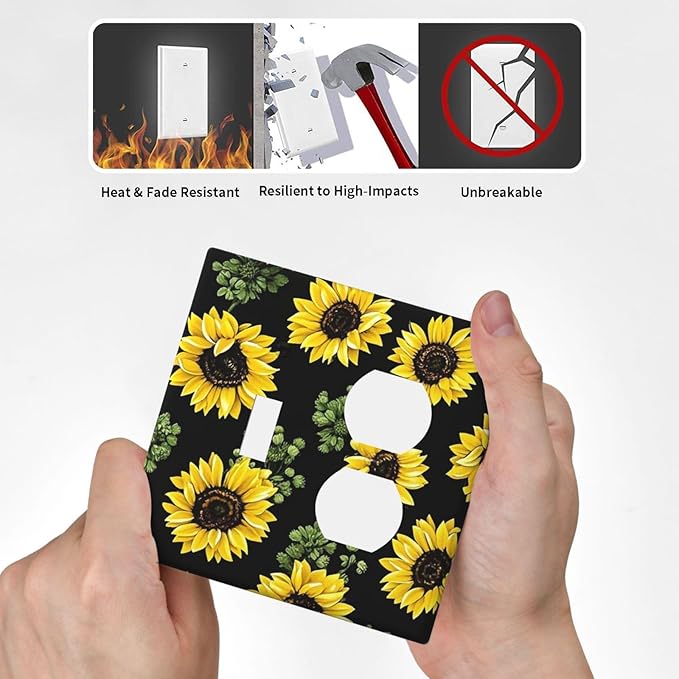 Wallplates Floral Sunflower Plants Flowers 1 Toggle 1 Duplex Switch Plate Electrical Gfci Faceplate Decorative Light Switch Covers For Bed Room Farmhouse Decor