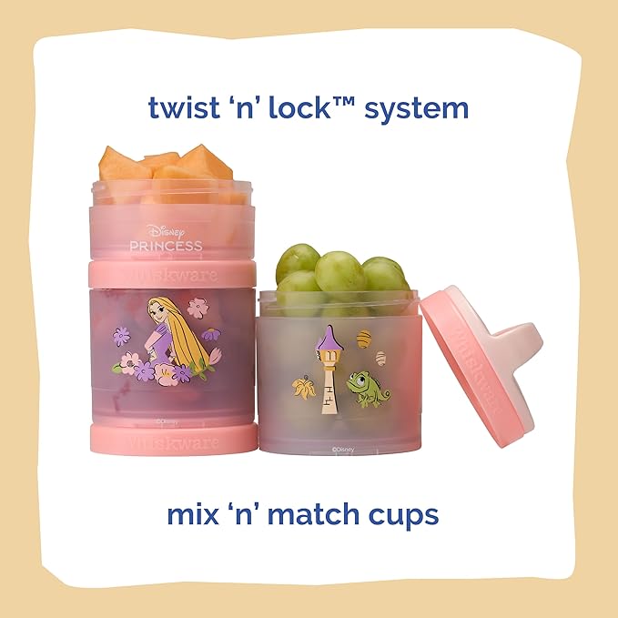 (Rapunzel) DiSNEY PRINCESS Whiskware Stackable Snack Pack - 3 Jar + Handle - White/Pink/Purple