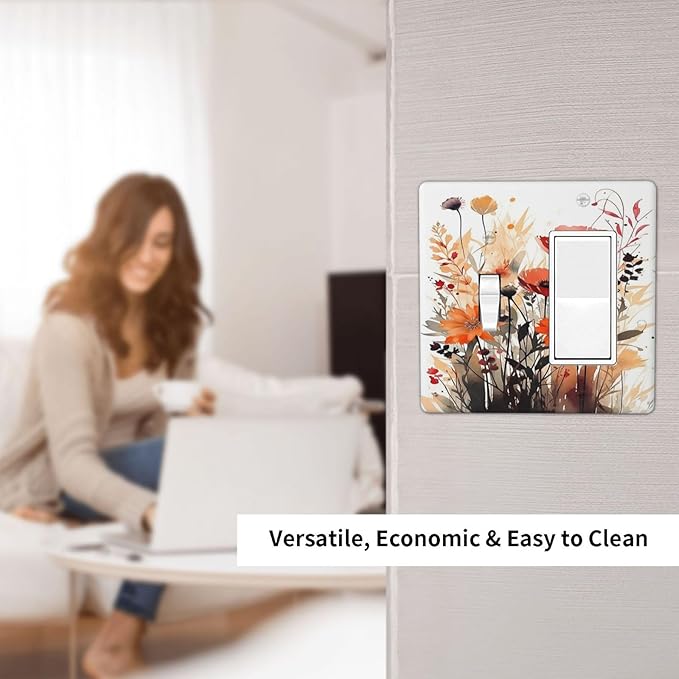 Outlet Covers Country Watercolor Flowers Art Wildflower 1 Toggle 1 Rocker Combination Decorative Wall Plate Light Switch Cover Plate Electrical Switch Plates for Bedroom Cabin Decor