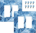 Outlet Covers Blue Marble Abstract Luxury Modern 1 Gang Duplex Light Switch Cover Plate Decorative Wall Plates Electrical Switchplate Receptacle for Bathroom Bedroom Decor（2 Pack）