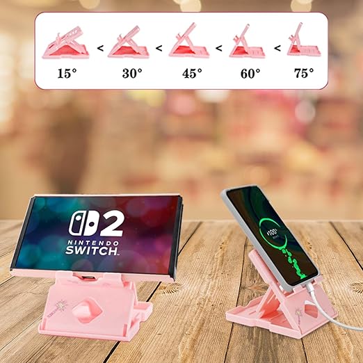 GUTIAL Accessories Bundle for Nintendo Switch 2 2025 - Cute Kawaii NS 2 Accessories kit for Grils Boys Kids with Travel Carrying Case and Cartoon Dockable Cover Case, Screen Protector, Stand - Pink