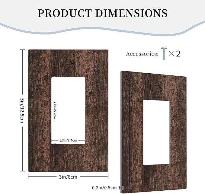 Outlet Covers Rustic Brown Wood Plank Retro Wooden Board 1 Gang Single Rocker Light Switch Cover Decorative GFCI Wallplates Socket Cover Electrical Switch Plate Covers for Farmhouse Home