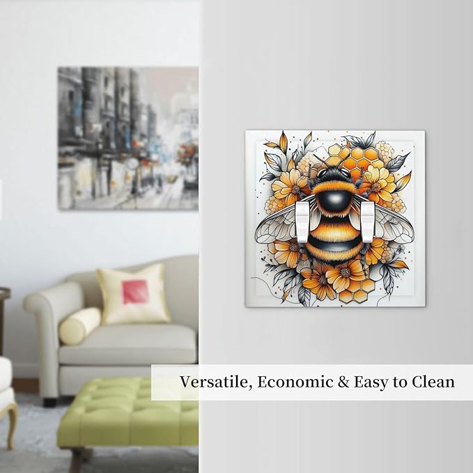 Decorative Switch Plates Bee Honeycomb Flowers Plant Leaves 2 Gang Double Toggle Outlet Light Switch Cover Wall Plate Electrical Faceplate For Nursery Kids Room Decor