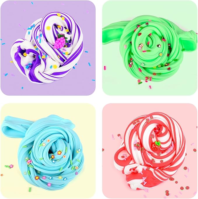 WUJYLY Butter Slime Kit 11 Pack, Scent, Stretchy, and Non-Sticky, with Peach Strawberry, Grape Slime Charms, Stress Relief, Educational Slime, Birthday Gifts Prize Party Favors for Girl Boys Kids 6-12
