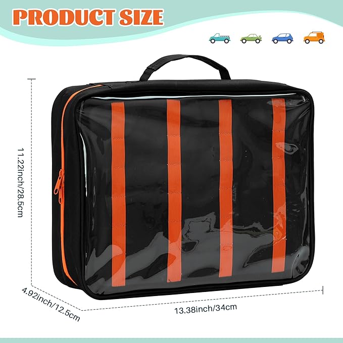 124 Slots Toy Cars Storage Case with Clear Window, Matchbox Cars Storage Holds 124 Diecast Cars, Matchbox Cars Organizer Compatible with Toy Cars, Portable Carrying Case with 5 PE Board Panels (Black)