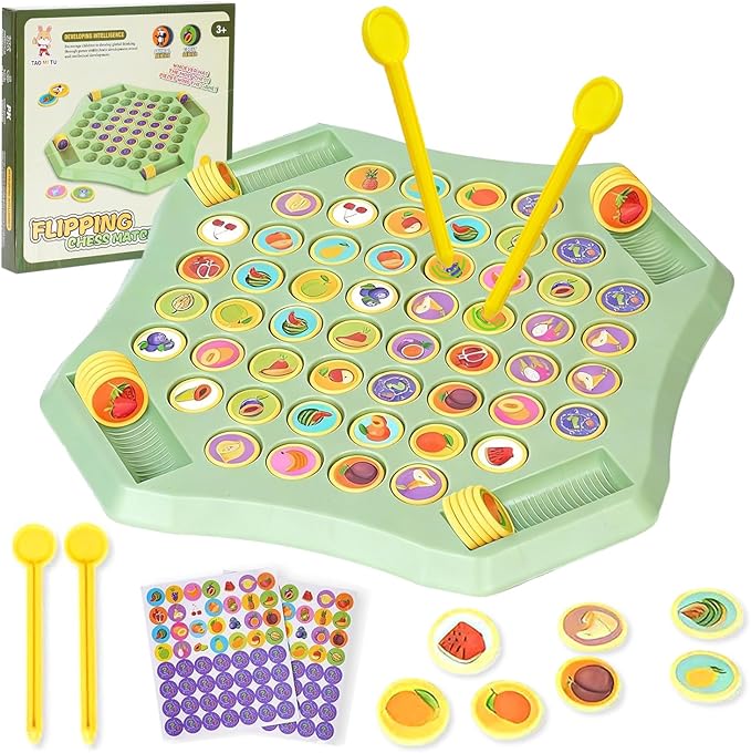 2026 Fruit Turn Around Chess Strategy Chess Game, DIY Fruit Matching Chess Boards,Chess Game for Kindergarten Gathering Activity