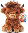 Mewaii Highland Cow Stuffed Animal, Weighted Highland Cow Plush with Washable Cover 1.1 lbs, Heatable & Coolable Microwavable Stuffed Animal Fluffy Cute Cozy Gift for Kids Women 10 Inch