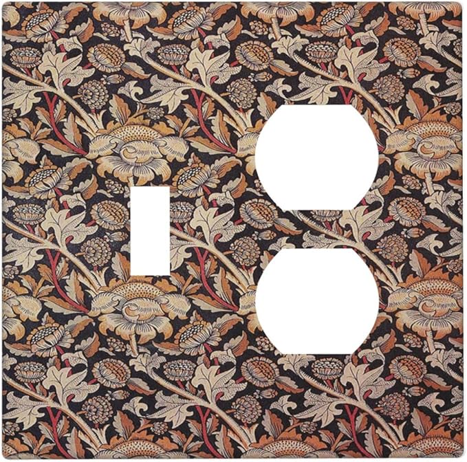 Wallplates Vintage William Morris Floral Plants 1 Toggle 1 Duplex Switch Plate Electrical GFCI Faceplate Decorative Light Switch Covers for Bedroom living Room Decor