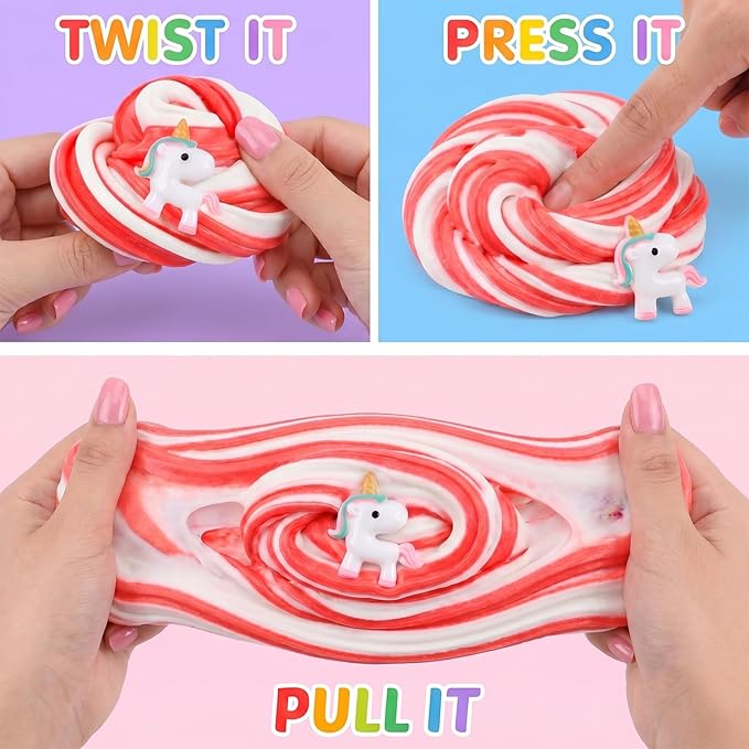 9 Pack Slime Kit with 3 Jelly Cube Crunchy, 3 Butter & 3 Cloud Slime, Non-Sticky DIY Sensory Toys for Kids, Stress Relief Birthday Gift & Party Favor, Classroom Treat Bags