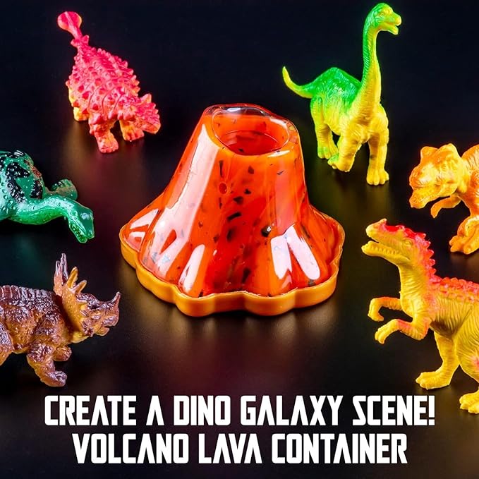 Original Stationery Dinosaur Galaxy Slime Kit for Boys Ages 7-12, DIY Glow-in-The-Dark Slime Set with Glitter & Dinosaur Toys, Fun Space-Themed Craft Activity, Birthday Gift for Kids
