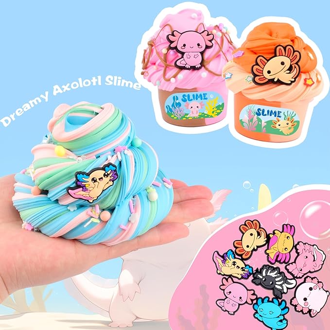 24 Pack Axolotl Butter Slime Kit, Highland Cattle Capibara Slime, Internet Popular Animal Slime Charms, Soft Slimes, Stress Relief Toys for Kids, Party Favors for Toddlers Teens Girls and Boys