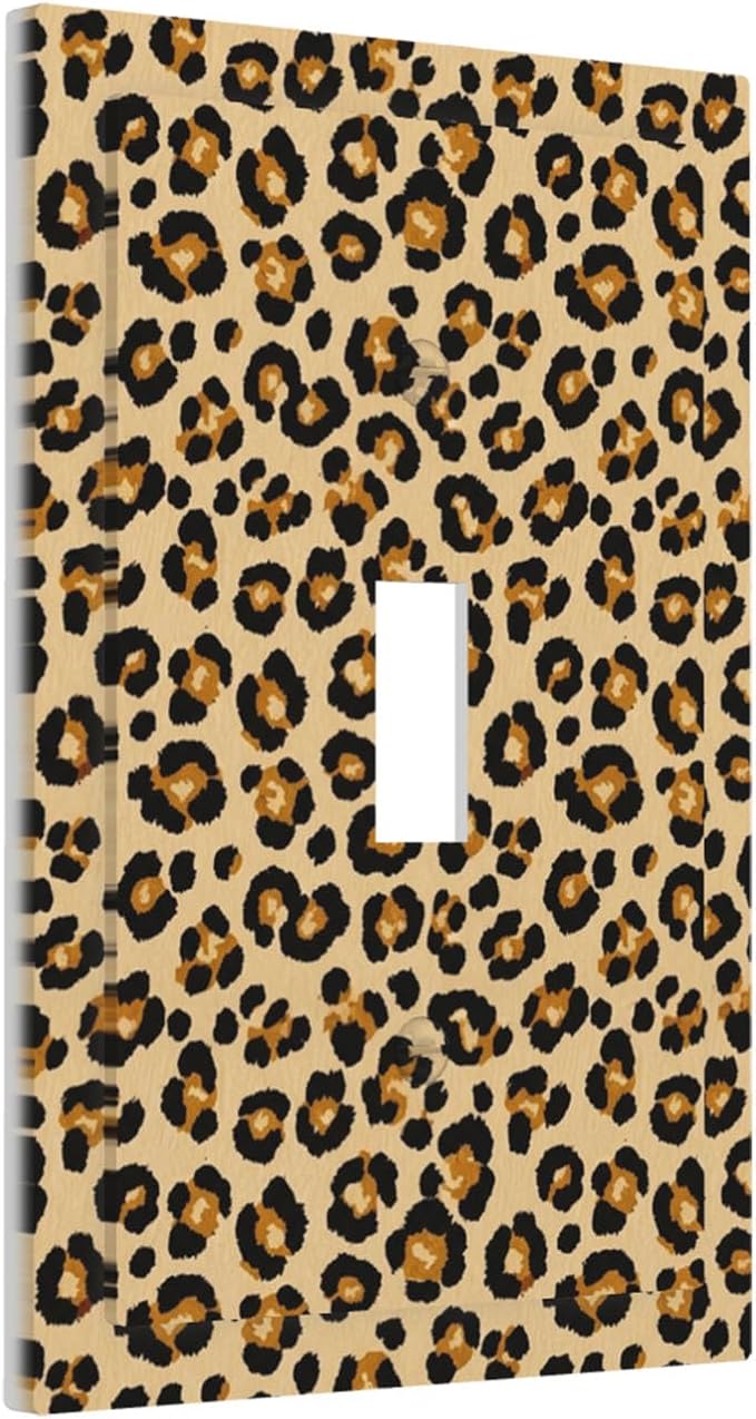 Classic Leopard Print 1-Gang Toggle Light Switch Plate, Retro 90s Wild Safari Bold Leopard Spots Decorative Wall Plate for Bedroom or Vanity