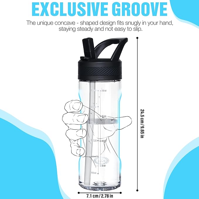 OLDLEY 20 kids Water Bottle with Straw,Tritan BPA-Free,Leak-Proof Design for Travel,Home, School, (Clear)