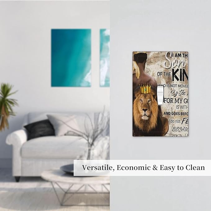 Quotes African Man Afro Lion 1 Gang Light Switch Plate Decorative Single Toggle Wall Plate Cover Electrical Switchplate Faceplate for Bedroom Room Decorate Jumbo
