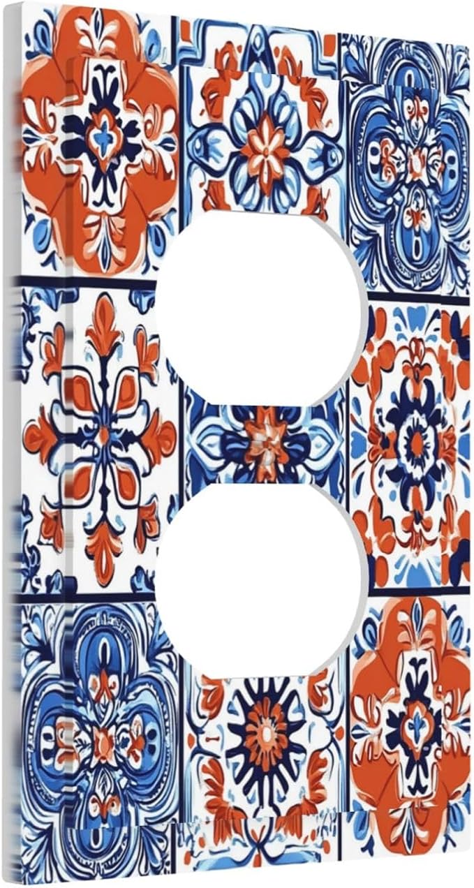 Outlet Covers Colorful Talavera Mexican Tile 1 Gang Duplex Light Switch Cover Decorative Switch Plates Electrical Receptacle Faceplate Wall Plate For Bathroom Kitchen Decor