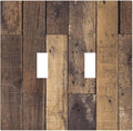 Cool Brown Wood Style Vintage Rustic Print Decorative Switch Plates 2 Gang Double Toggle Outlet Light Switch Cover Wall Plate Electrical Faceplate for Farmhouse Home Decor
