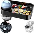Car Seat Snack Tray for Kids, Mess-Free Square Travel Tray Cup Holder Snack Tray, Durable Car Food Tray for Toddlers, Universal Fit Kids Travel Road Trip Essentials (Black)
