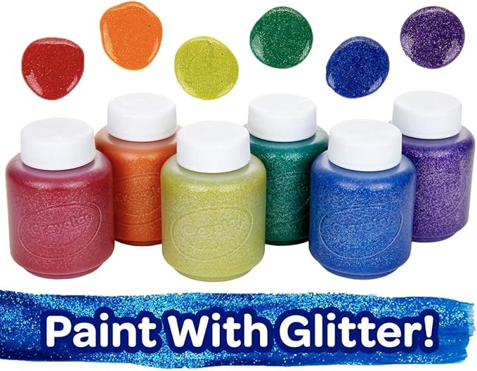 Crayola Washable Kids Paint Set (12ct), School Supplies, Classic and Glitter Paint for Kids, Classroom Arts & Crafts, Toddler Painting Kit, Gifts, Ages 3+ [Amazon Exclusive]