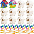 hapray 12 Pack Bird House Kit, DIY Birdhouse Kits, Wooden Crafts Arts for Children to Build and Paint (Includes Paints & Brushes) for Kids Girls Boys Toddlers Halloween Christmas Gift