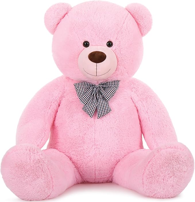 MaoGoLan Giant Pink Teddy Bear Stuffed Animal 5 Feet,Soft Cuddly Smiling Face Big Teddy Bear Plush Gift for Boyfriend Girlfriend