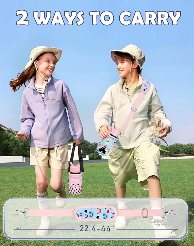 Miss Adola Water Bottle Carrier with Strap - Insulated Kids Water Bottle Holder for Boys Girls Bottle Bag for 10-18Oz