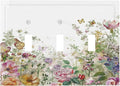 Decorative Switch Plates Boho Wildflower Colorful Floral Butterfly 3 Gang Wall Plate Triple Toggle Light Switch Cover Faceplate Electrical Wall Panels For Bed Room Living Room Decor