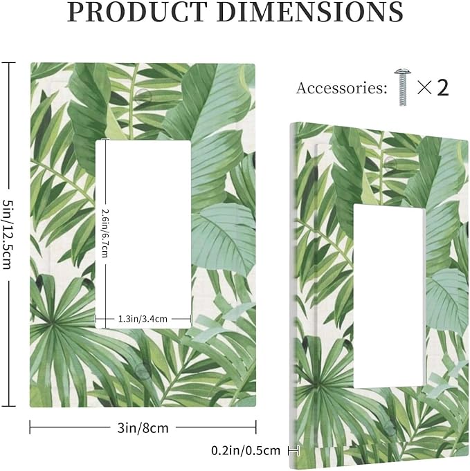 Green Tropical Palm Tree Leaf 1 Gang Rocker/decorator Outlet Light Switch Wall Plate Cover Faceplate Decorative Switchplate Decorator Outlet Cover