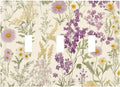 Watercolor Floral Leaves 3 Gang Light Switch Cover Small Purple Flowers Daisies Triple Toggle Wall Plate Decorative Electrical Faceplate for Country Bedroom Kitchen Living Room Home Decor