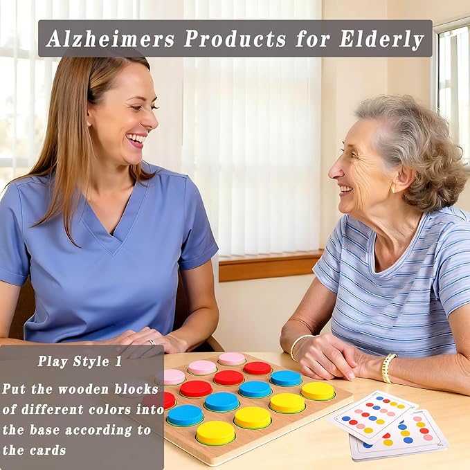 Dementia Activities & Games for Seniors,Colors Match-Up Puzzles Gifts & Wooden Alzheimers Products for Elderly Adults