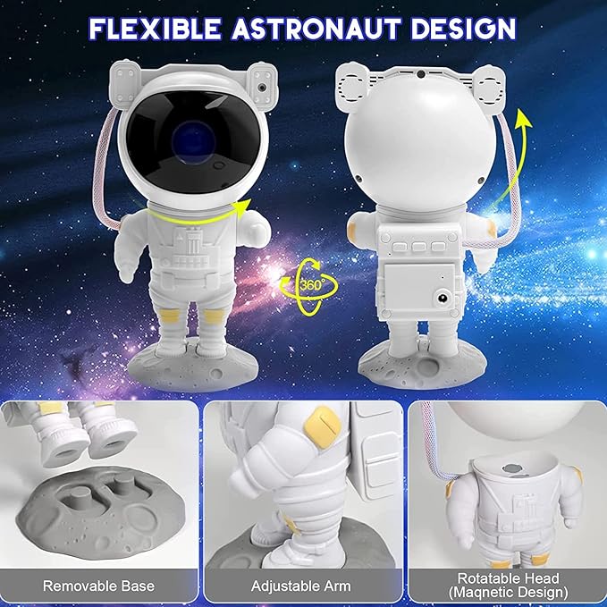 SFOUR Astronaut Galaxy Projector, Star Projector Night Light with Remote Control & Timer, 360° Rotatable Head, 8 Nebula Effects, Adjustable Brightness for Kids Bedroom, Home Party Decor, Birthday Gift