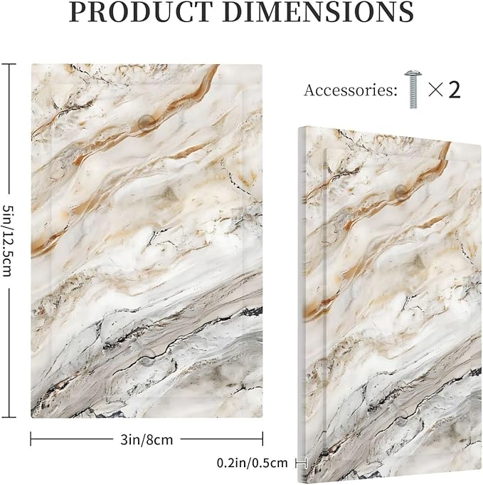 Matte Beige Gold Marble Granite Abstract Print Light Switch Cover Plate 1 Gang No Device Blank Electrical Wall Plates Faceplate Decorative Switch Plate Covers for Bathroom Kitchen Decor