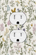 Outlet Covers Vintage Colorful Flowers Butterfly Floral 1 Gang Duplex Light Switch Cover Decorative Switch Plates Electrical Receptacle Faceplate Wall Plate For Bed Room Living Room Decor