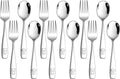 LIANYU 12 Pieces Kids Silverware Set, Stainless Steel Toddler Utensils, Food Grade Toddler 6 Forks and 6 Spoons for Self-Feeding, Metal Kids Cutlery Set with Cute Pattern, Dishwasher Safe